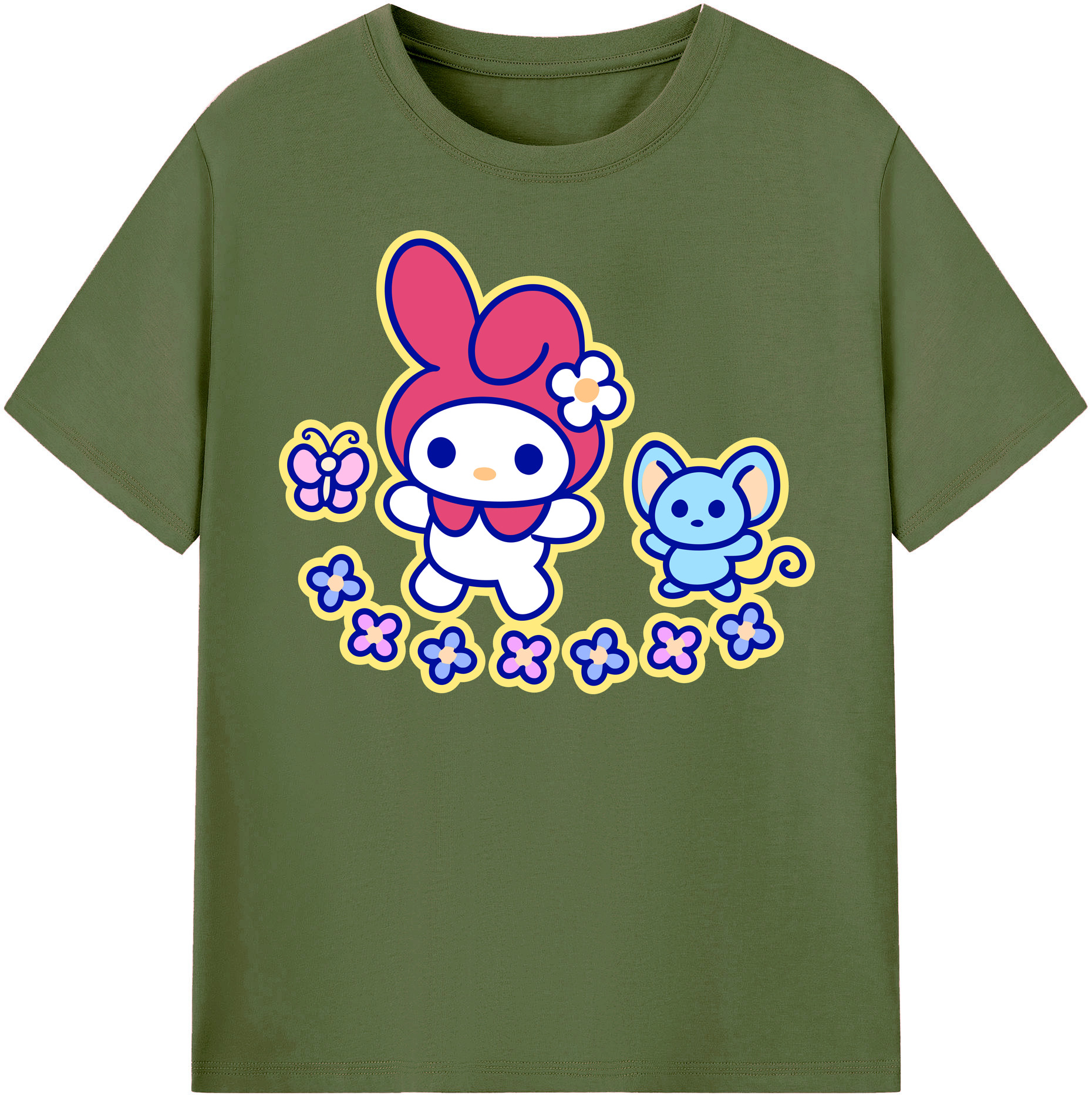 （画像用） Hello Kitty ハローキティ 綿100％半袖Tシャツ（フロントプリント）